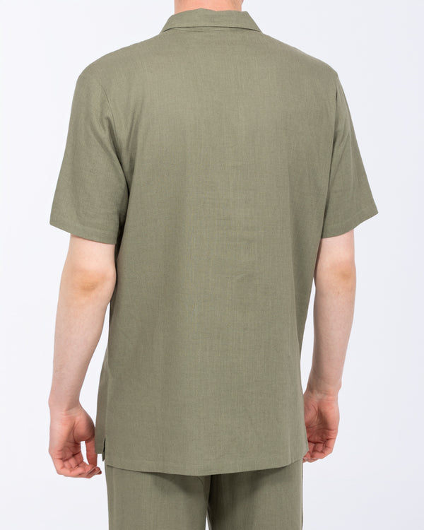 2t Tall Will Leinen Blend Revere-Hemd (Khaki)