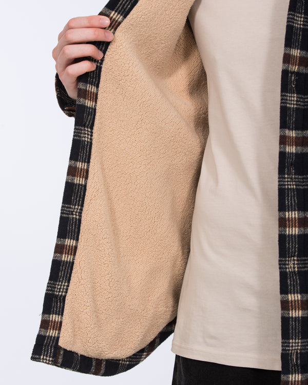 2t Cooper Tall Sherpa Lined Shacket (blue check)