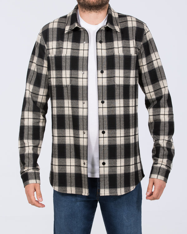 2t Ezra Tall Jersey Shacket (black/cream check)