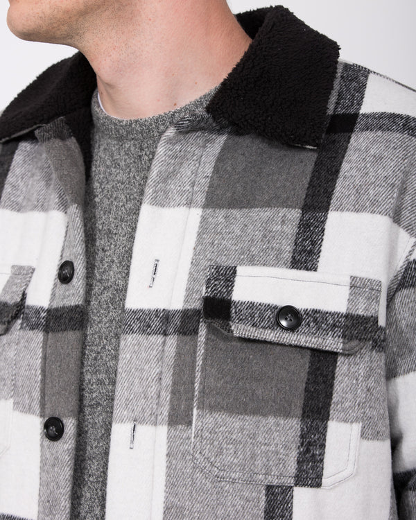 2t Cooper Tall Sherpa Lined Shacket (black/grey)