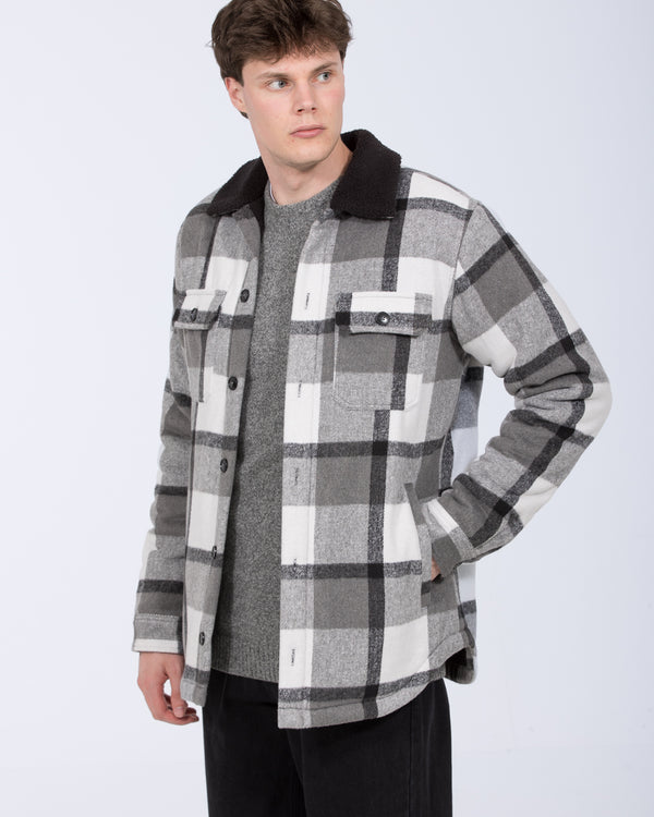 2t Cooper Tall Sherpa Lined Shacket (black/grey)