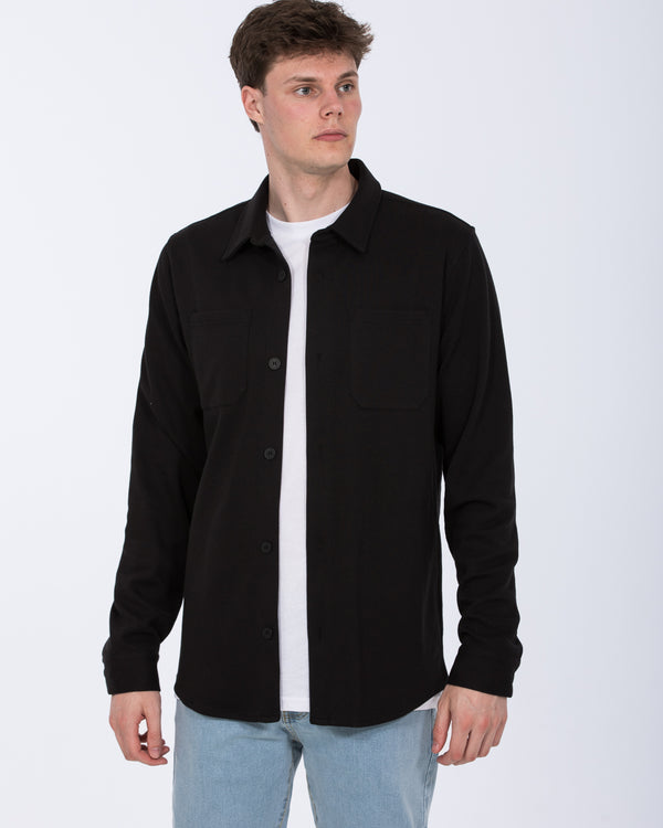 2t Enzo Tall Jersey Shacket (black)