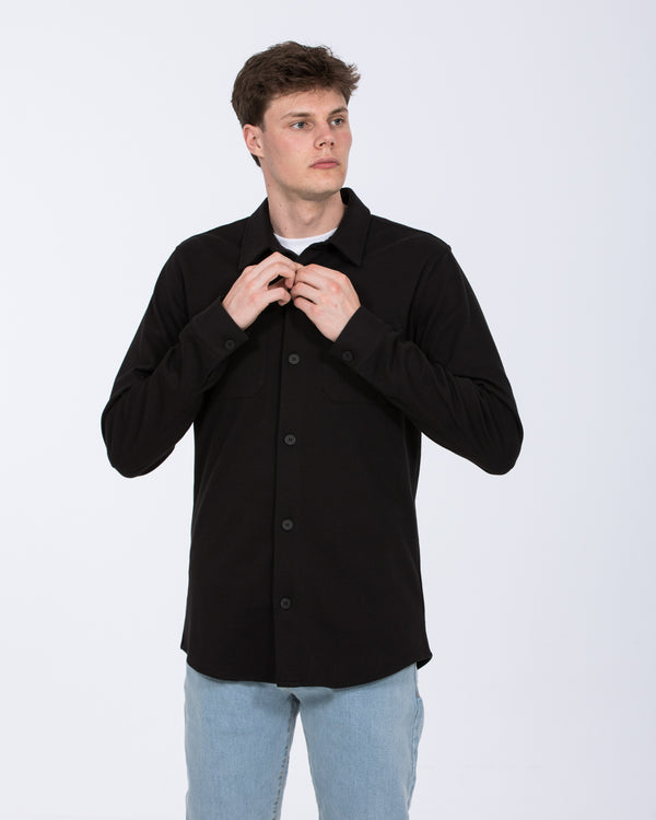 2t Enzo Tall Jersey Shacket (black)