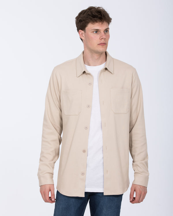 2t Enzo Tall Jersey Shacket (stone)