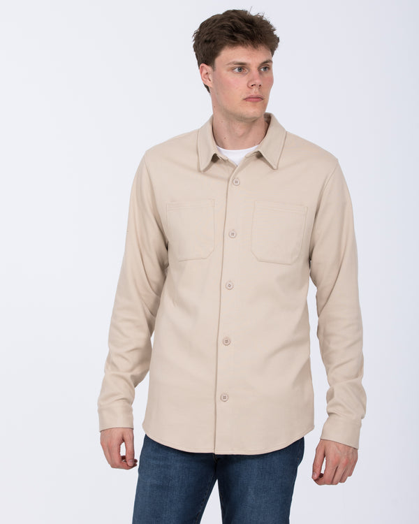 2t Enzo Tall Jersey Shacket (stone)