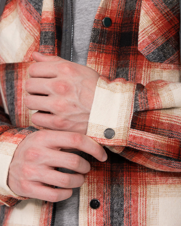 2t Jace Tall Hooded Jersey Shacket (red pattern)