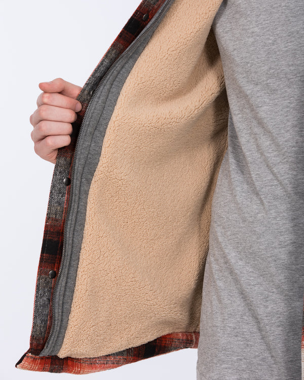 2t Jace Tall Hooded Jersey Shacket (red pattern)