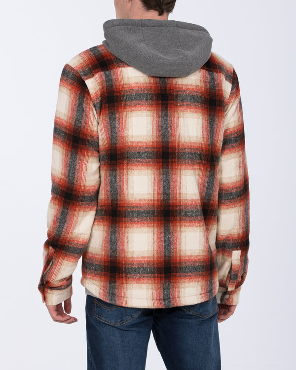 2t Jace Tall Hooded Jersey Shacket (red pattern)