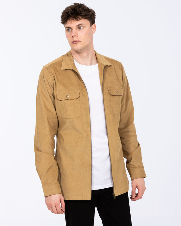 2t Tall Zip Up Cord Shacket (camel)