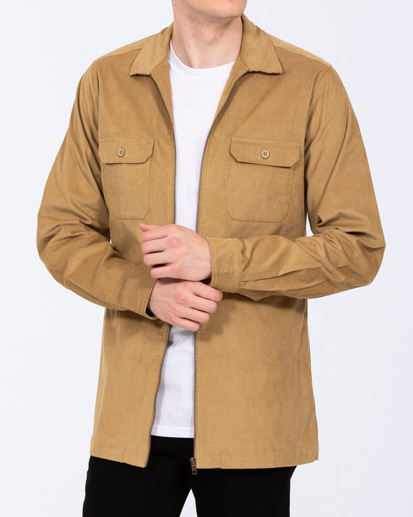 2t Tall Zip Up Cord Shacket (camel)