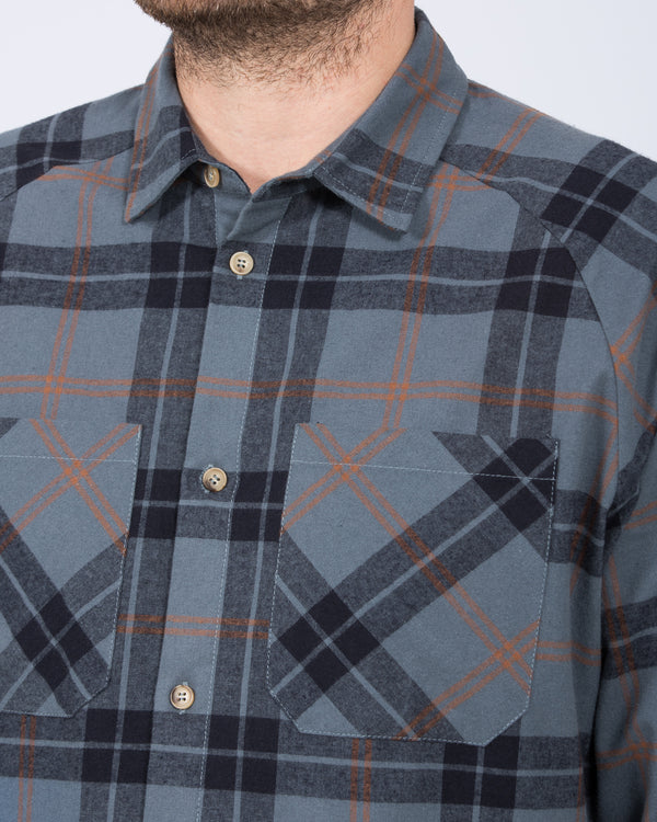 2t Bradley Tall Relaxed Fit Raglan Checked Shirt (blue)