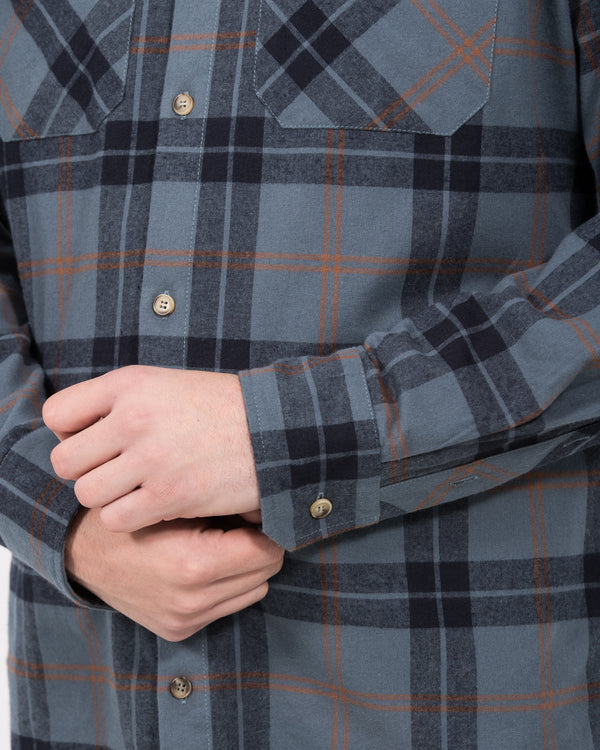 2t Bradley Tall Relaxed Fit Raglan Checked Shirt (blue)