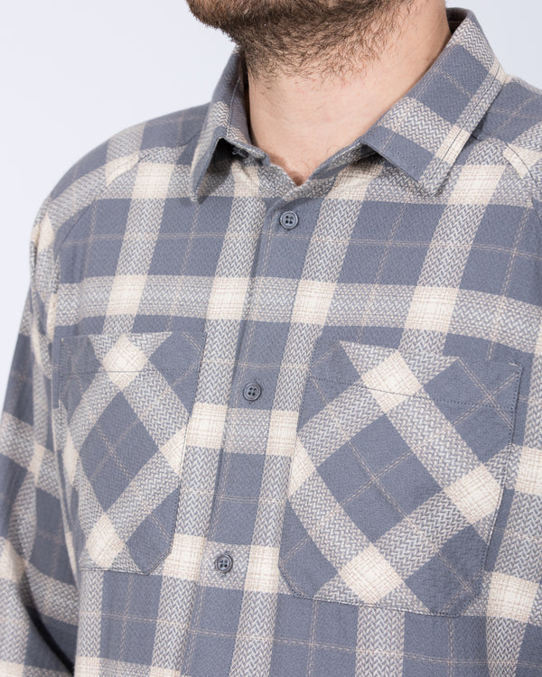 2t Bradley Tall Relaxed Fit Raglan Checked Shirt (pale blue)