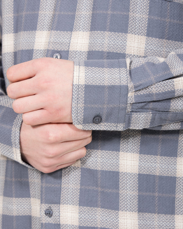 2t Bradley Tall Relaxed Fit Raglan Checked Shirt (pale blue)