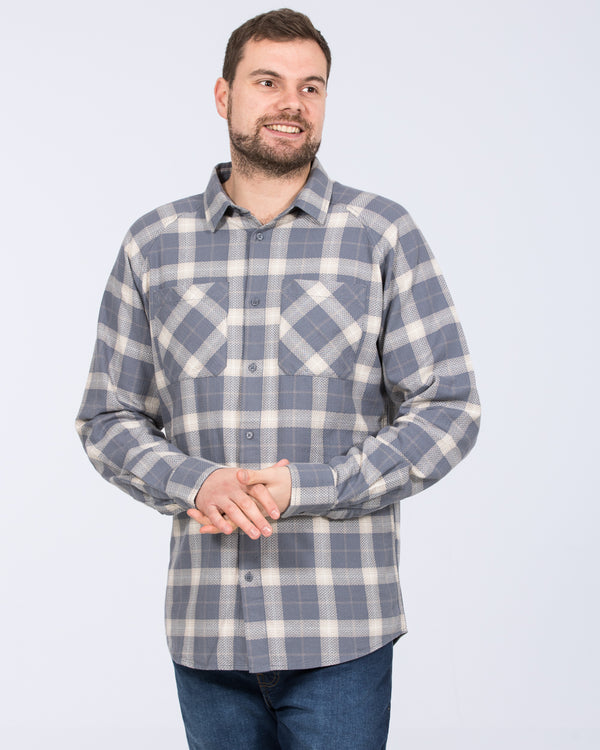 2t Bradley Tall Relaxed Fit Raglan Checked Shirt (pale blue)