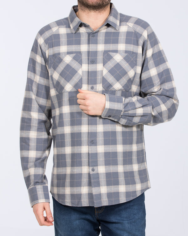2t Bradley Tall Relaxed Fit Raglan Checked Shirt (pale blue)