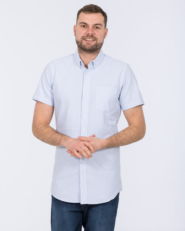 2t Slim Fit Short Sleeve Tall Shirt (light blue stripe)