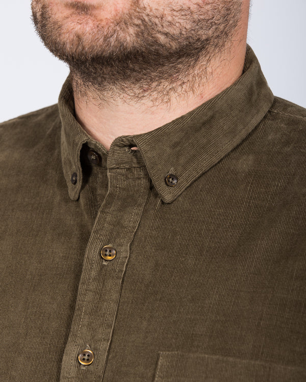 2t Drew Tall Slim Fit Cord Oxford Shirt (dark khaki)