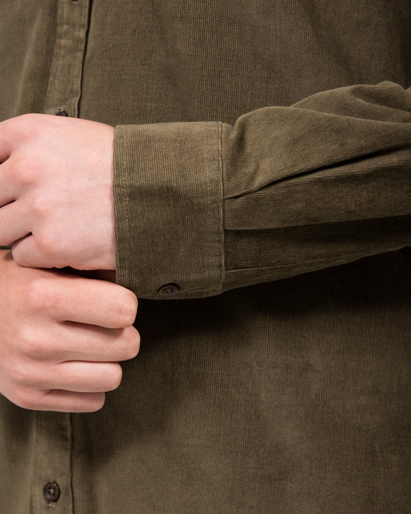 2t Drew Tall Slim Fit Cord Oxford Shirt (dark khaki)