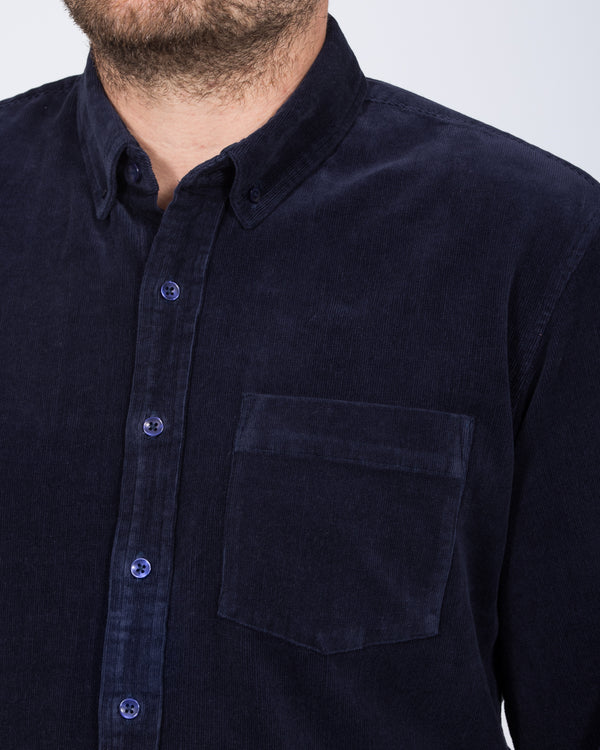 2t Drew Extra Tall Slim Fit Cord Oxford Shirt (navy)