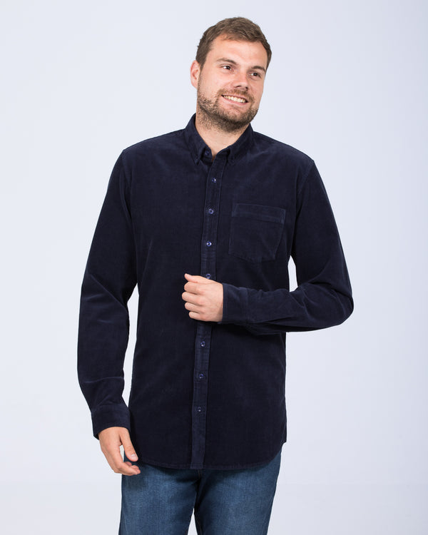 2t Drew Extra Tall Slim Fit Cord Oxford Shirt (navy)
