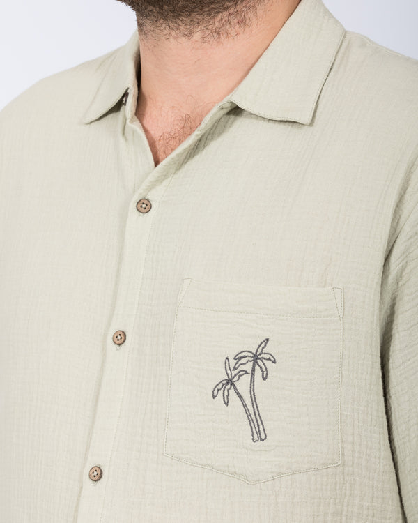 2t Grayson Tall Short Sleeve Embroidered Shirt (sage palm)