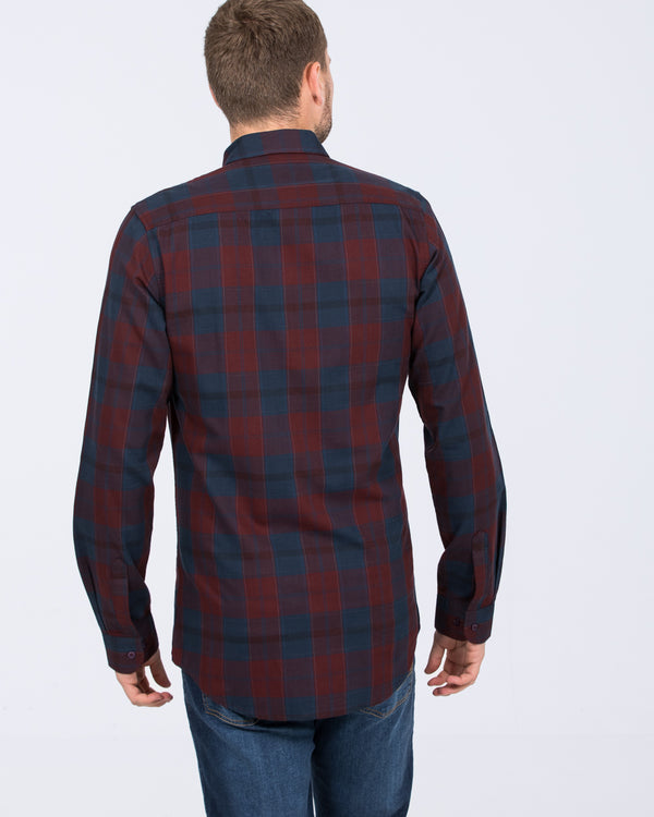 2t Jackson Tall Slim Fit Oxford Shirt (burgundy check)