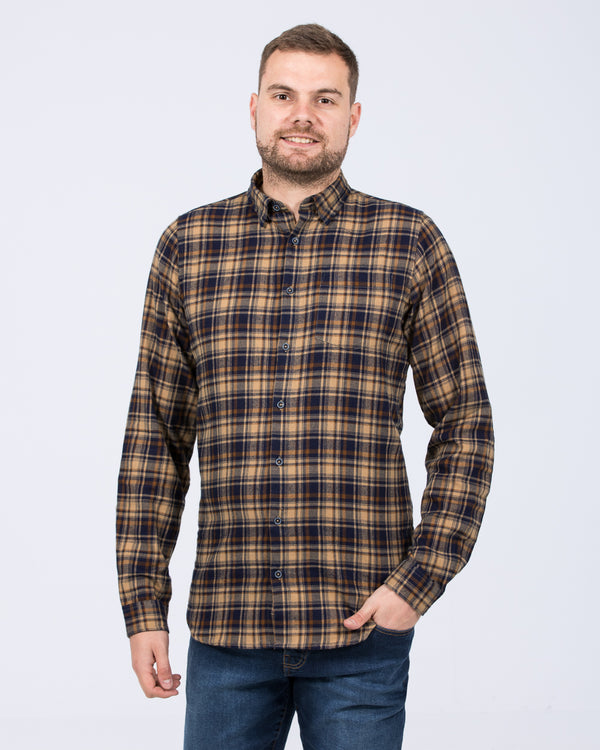 2t Extra Tall Slim Fit Long Sleeve Shirt (camel check)