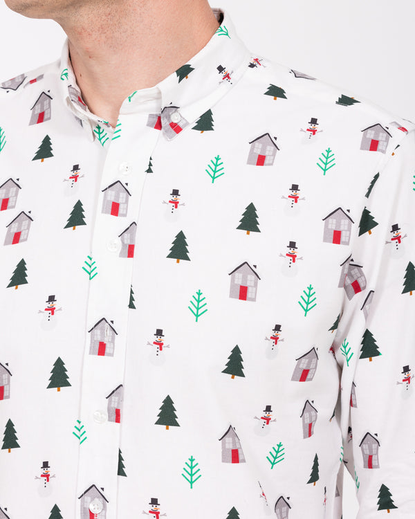 2t Tall Christmas Print Oxford Shirt (white pattern)