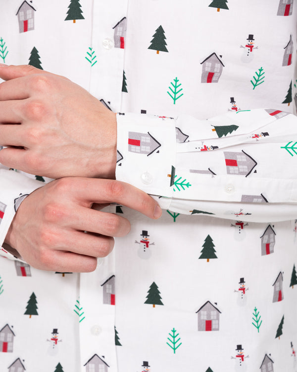 2t Tall Christmas Print Oxford Shirt (white pattern)