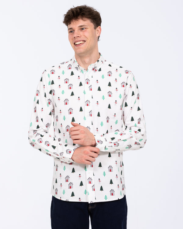 2t Tall Christmas Print Oxford Shirt (white pattern)
