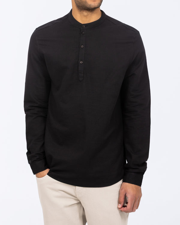 2t Cruz Tall Half Placket Linen Shirt (black)