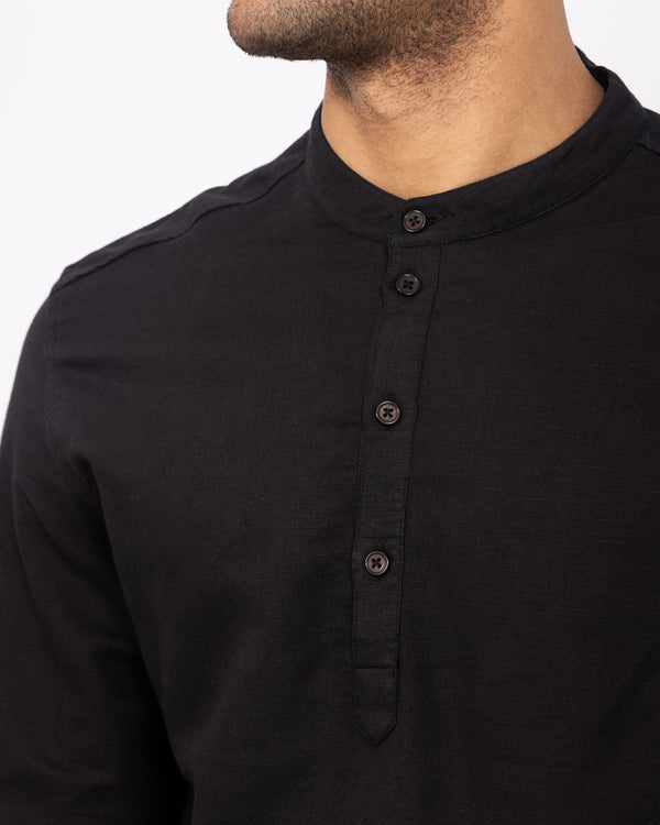 2t Cruz Tall Half Placket Linen Shirt (black)