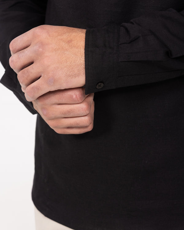 2t Cruz Tall Half Placket Linen Shirt (black)