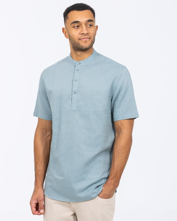 2t Cruz Tall Short Sleeve Linen Blend Shirt (titanium blue)