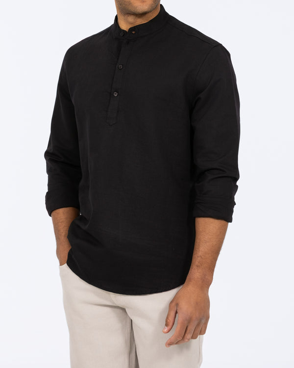 2t Cruz Tall Half Placket Linen Shirt (black)