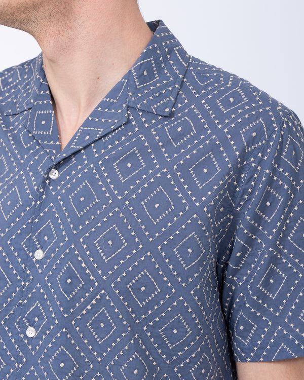 2t Daryn Lang besticktes Jacquard-Hemd (blau)