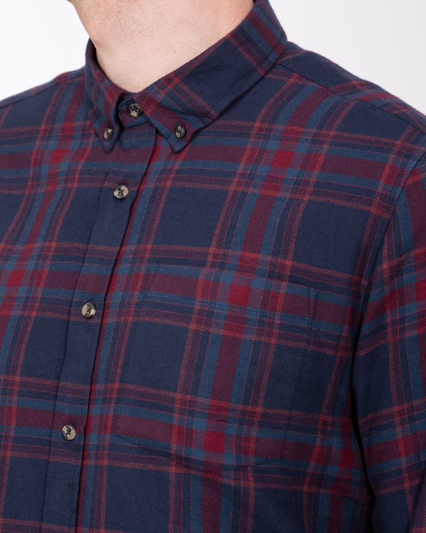 2t Julian Extra Tall Check Shirt (navy/wine)