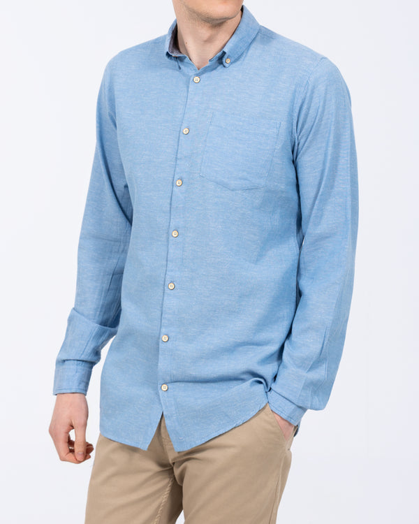 2t Tall Long Sleeve Linen Blend Shirt (mid blue)