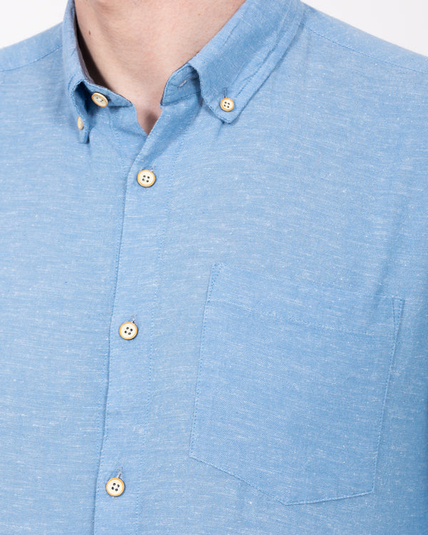 2t Tall Long Sleeve Linen Blend Shirt (mid blue)