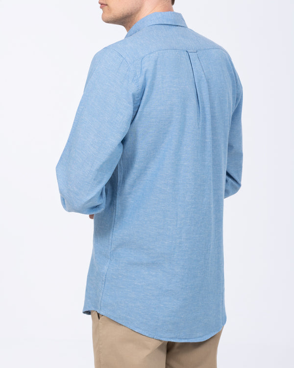 2t Tall Long Sleeve Linen Blend Shirt (mid blue)