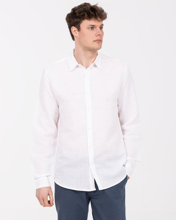 2t Tall Long Sleeve Linen Blend Shirt (white)