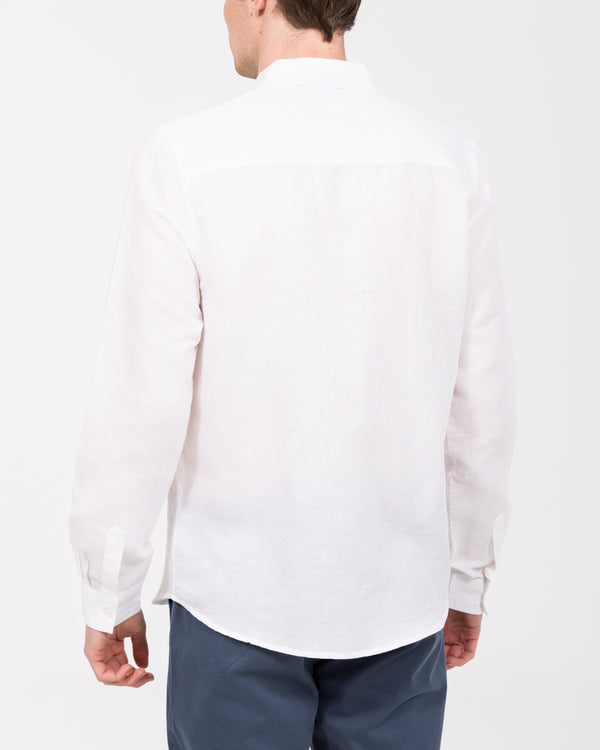 2t Tall Long Sleeve Linen Blend Shirt (white)