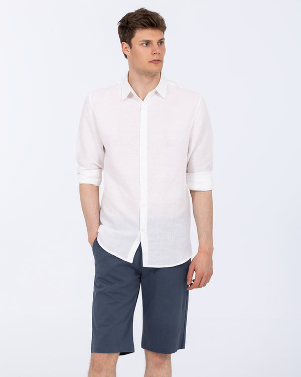 2t Tall Long Sleeve Linen Blend Shirt (white)
