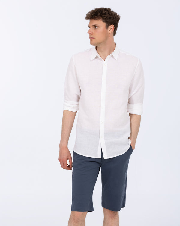 2t Tall Long Sleeve Linen Blend Shirt (white)