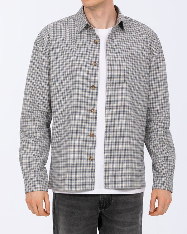 2t Tall Murray Boxy Long Sleeve Shirt (grey/navy check)