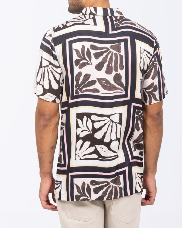 2t Musa Tall Kurzarm Bedrucktes Revershemd (weißes Muster)