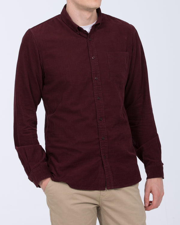 2t Nash Tall Slim Fit Cord Oxford Shirt (burgundy)
