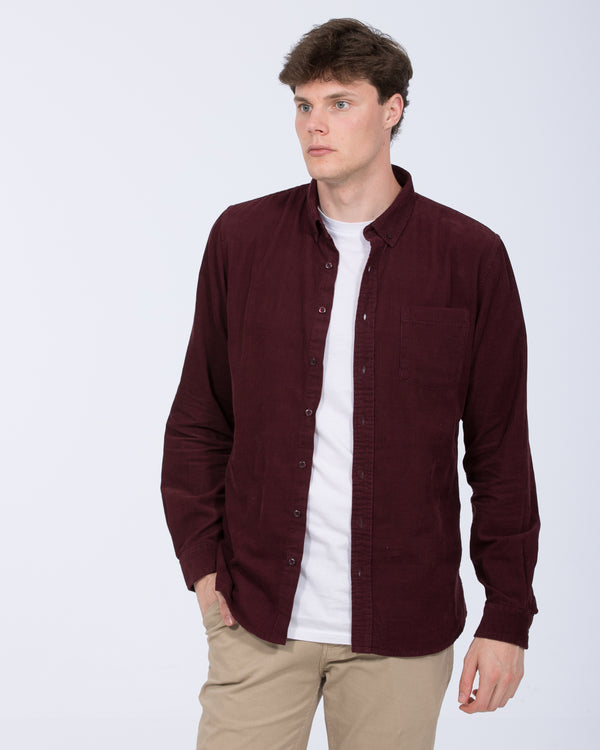 2t Nash Tall Slim Fit Cord Oxford Shirt (burgundy)