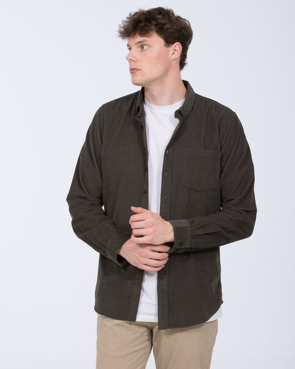 2t Nash Tall Slim Fit Cord Oxford Shirt (khaki)